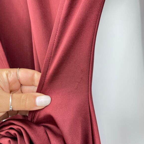 Camila Coelho | Telma Maxi Dress in Burgundy Custom Rosette Detail w Tags XS - Picture 13 of 16